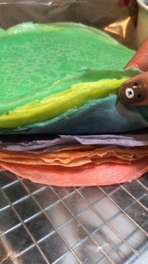 彩虹千层蛋糕。 （rainbow crep cake）的做法 步骤14