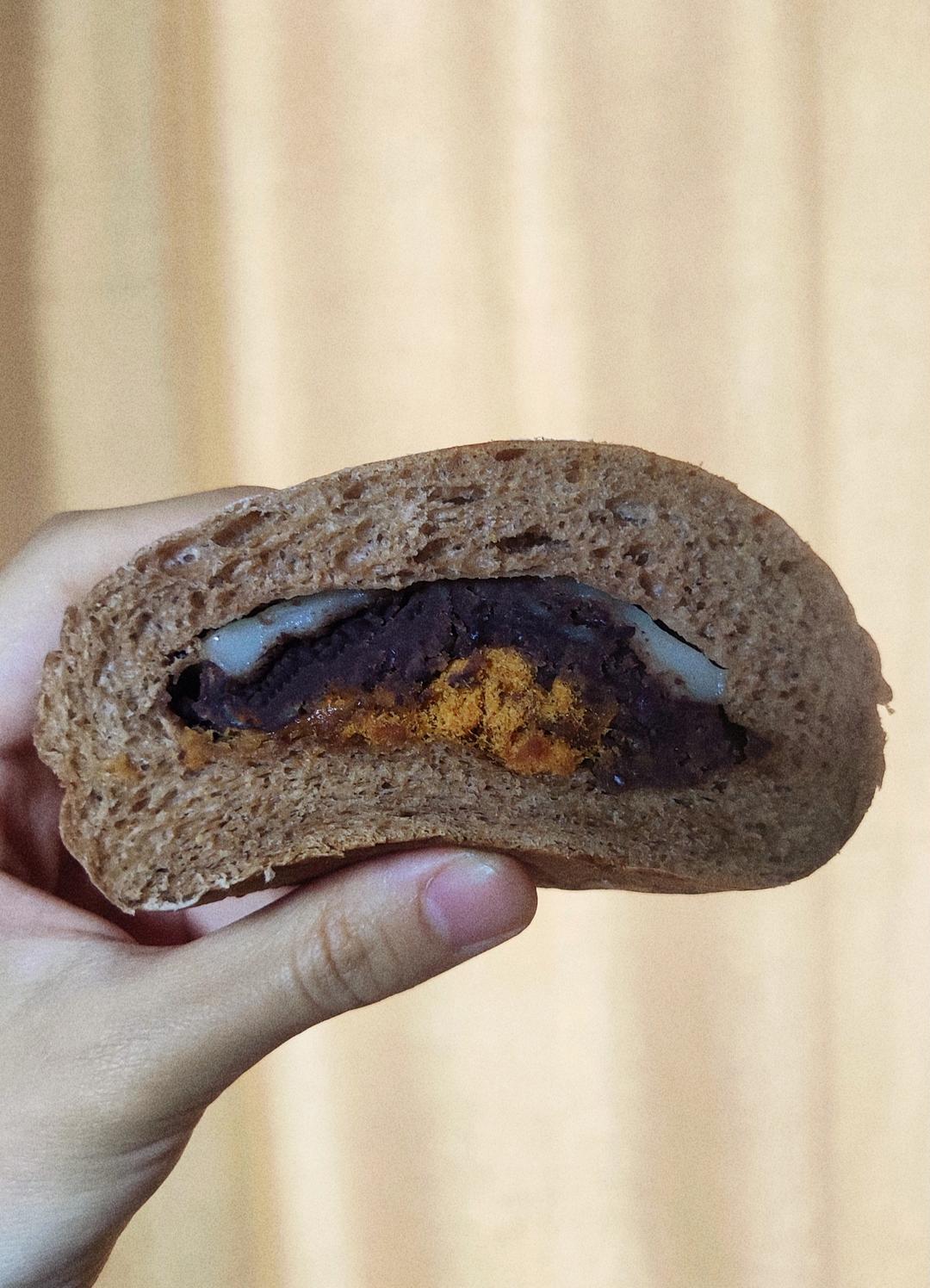 比原麦山丘还好吃的【抹茶麻薯古早味面包】肉松红豆沙