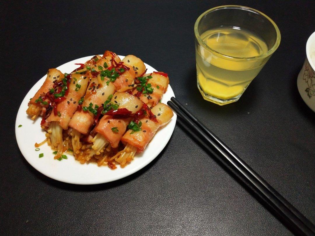 香煎培根金针菇卷