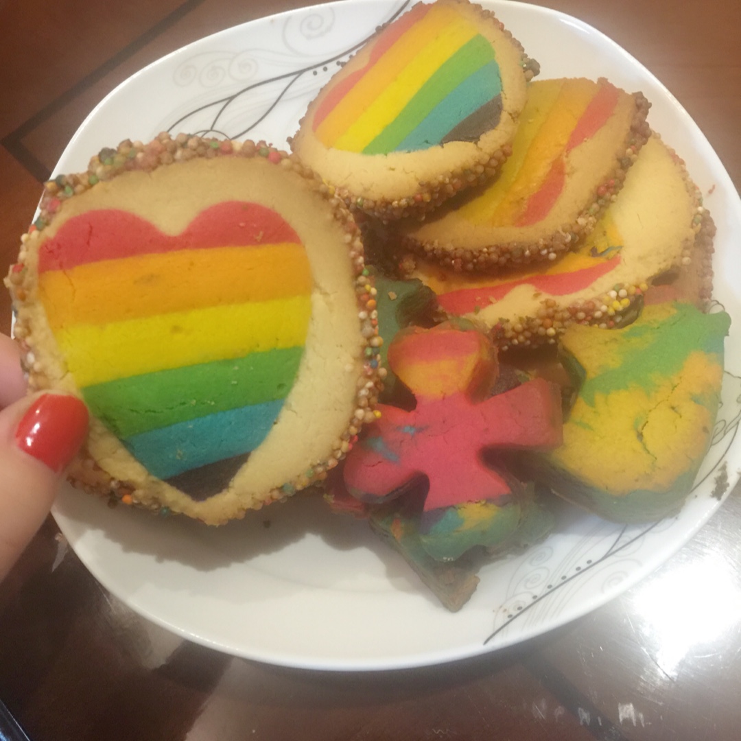 绝对惊呆所有人的彩虹心曲奇（26张超详细图步骤绝对良心）