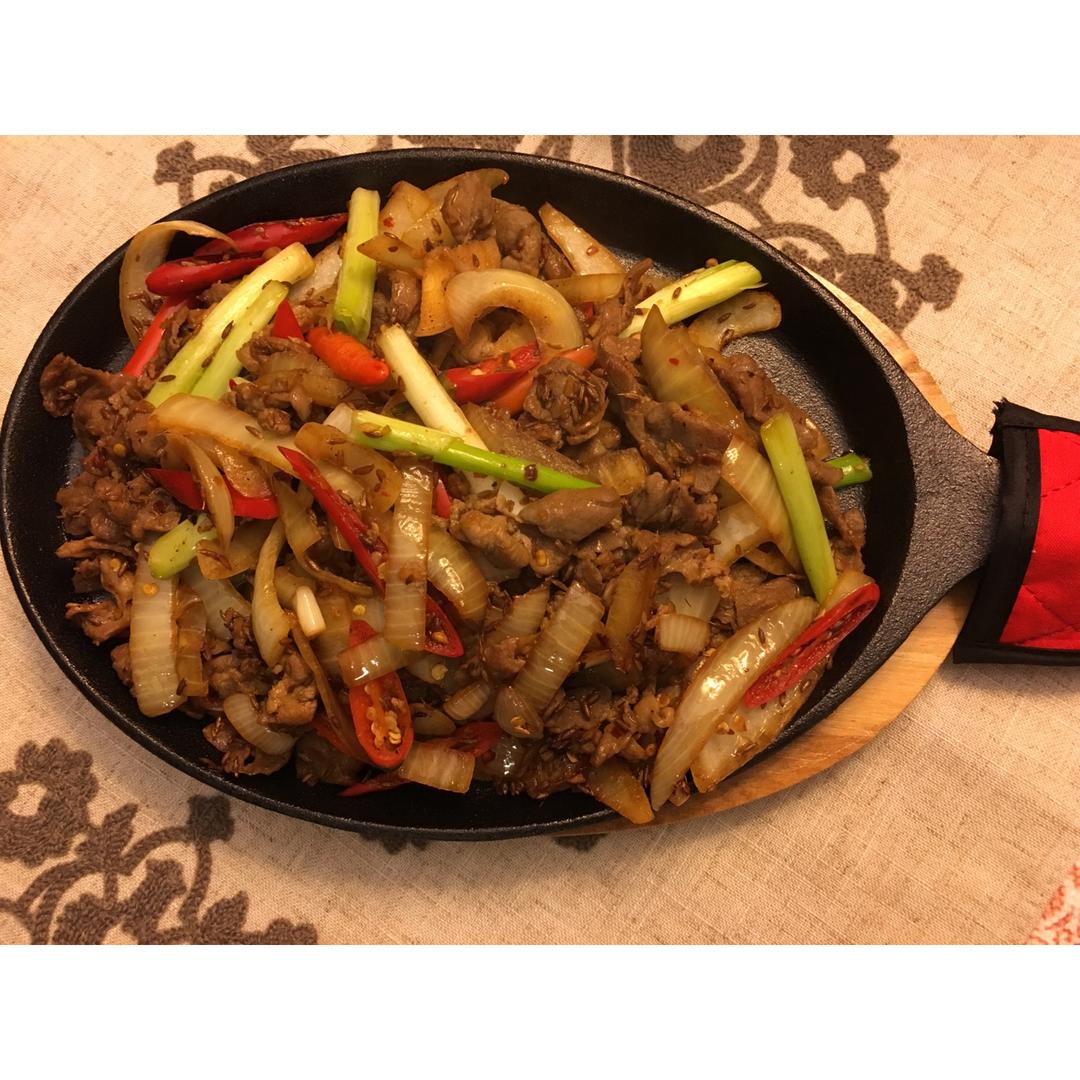 孜然铁板羊肉