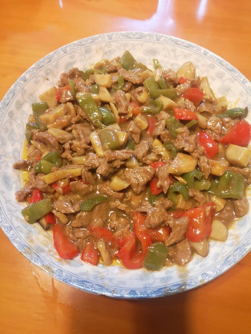 家常菜~杏鲍菇烧牛肉粒