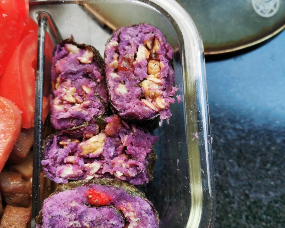 紫薯燕麦海苔卷的做法