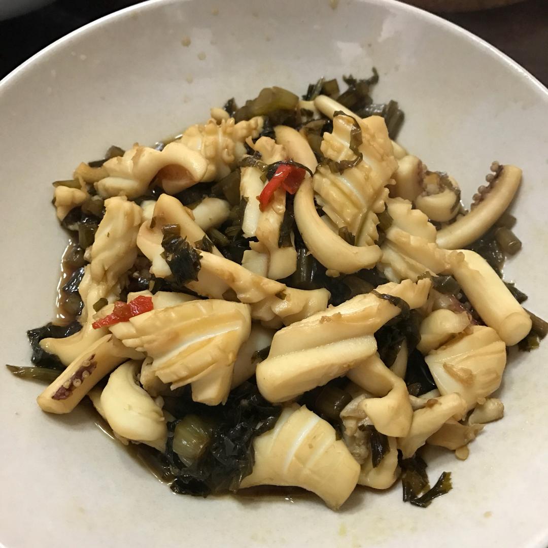 家常炒雪菜鱿鱼