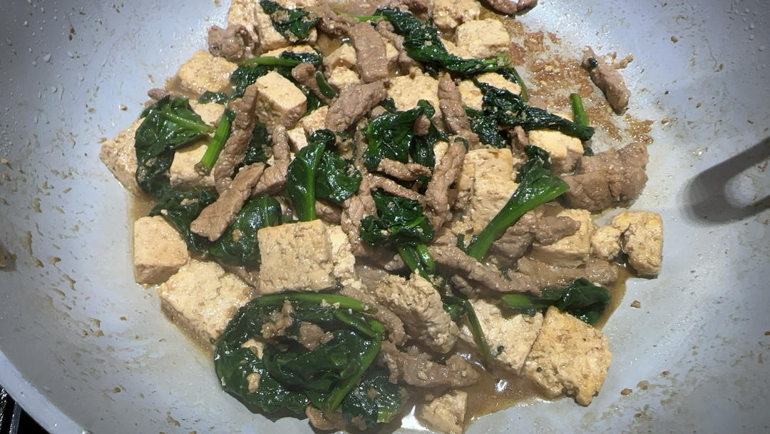 煎豆腐炒牛肉