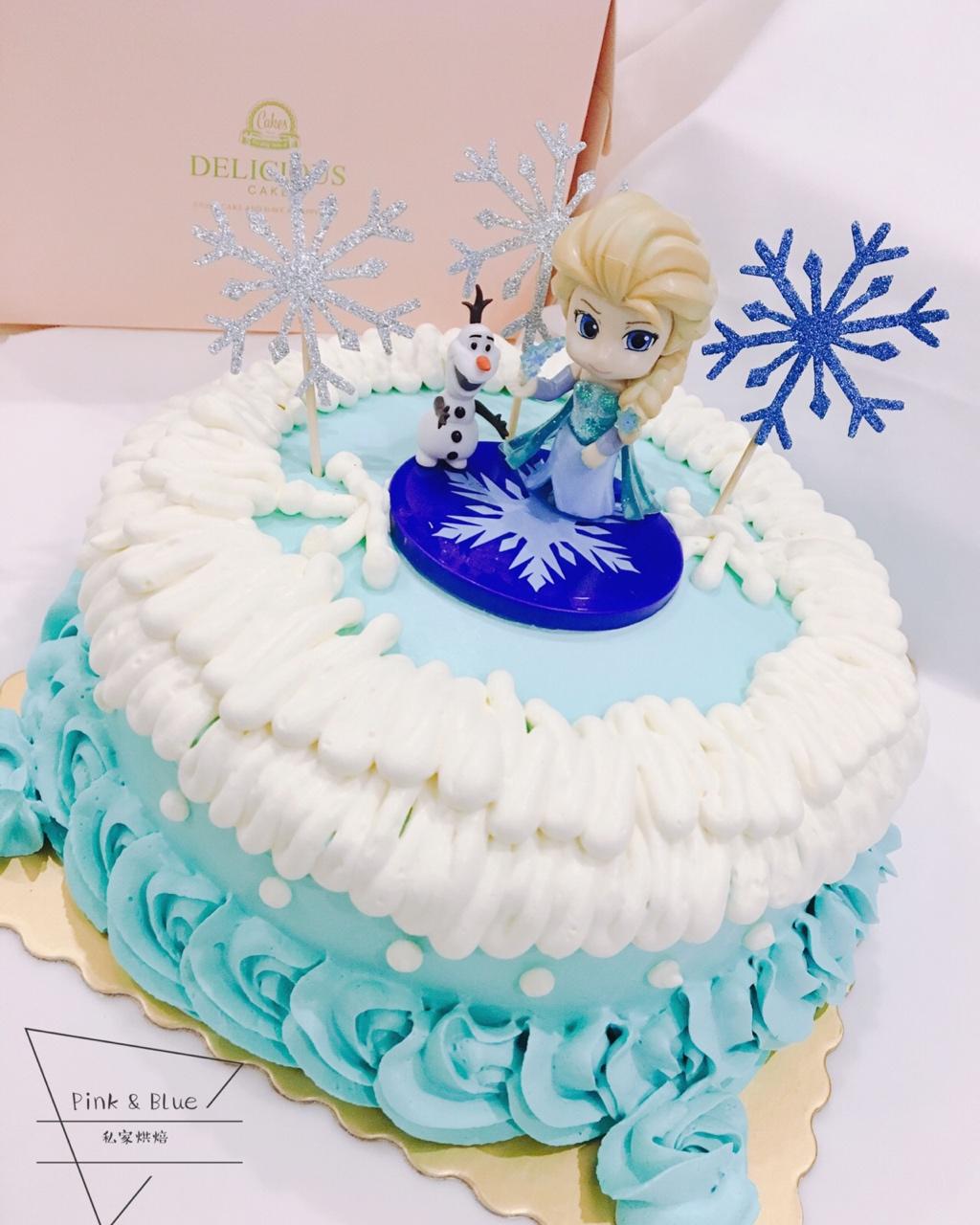 冰雪奇缘主题双层蛋糕--Frozen艾莎
