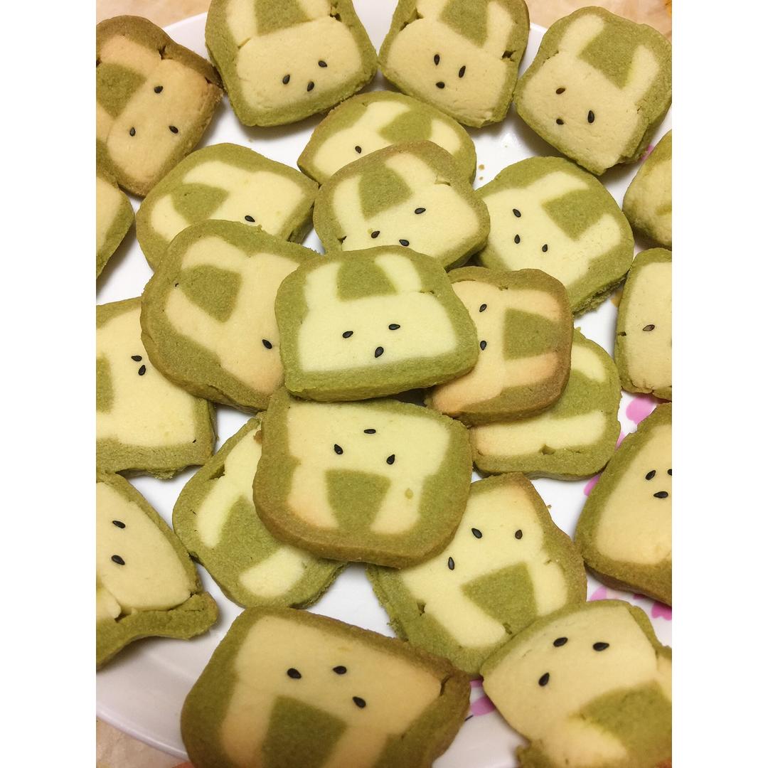 抹茶兔兔曲奇（比熊猫简单！超详细实物图+超良心手绘图）