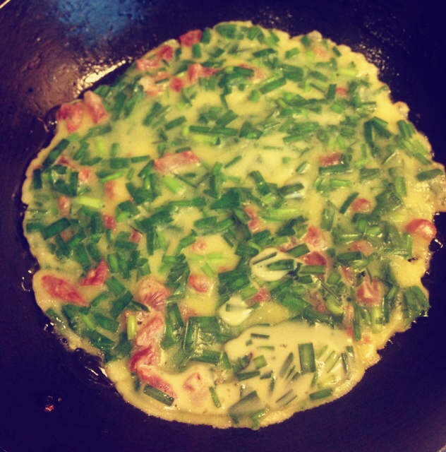 韭菜肉末鸡蛋饼