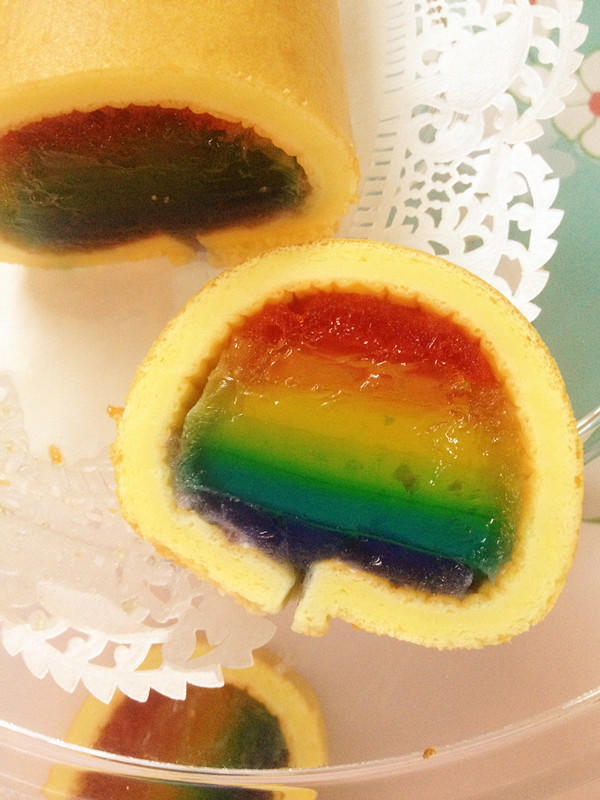 迷死人的彩虹果冻蛋糕卷的做法