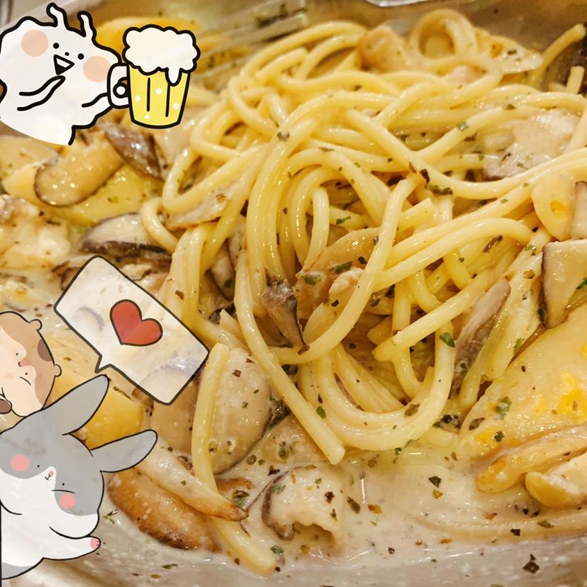 鸡胸肉蘑菇芝士肠柠檬意面