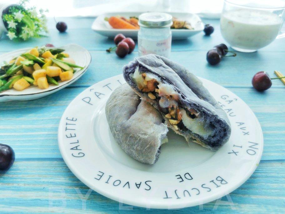 星空坚果麻薯欧包（蝶豆花版）