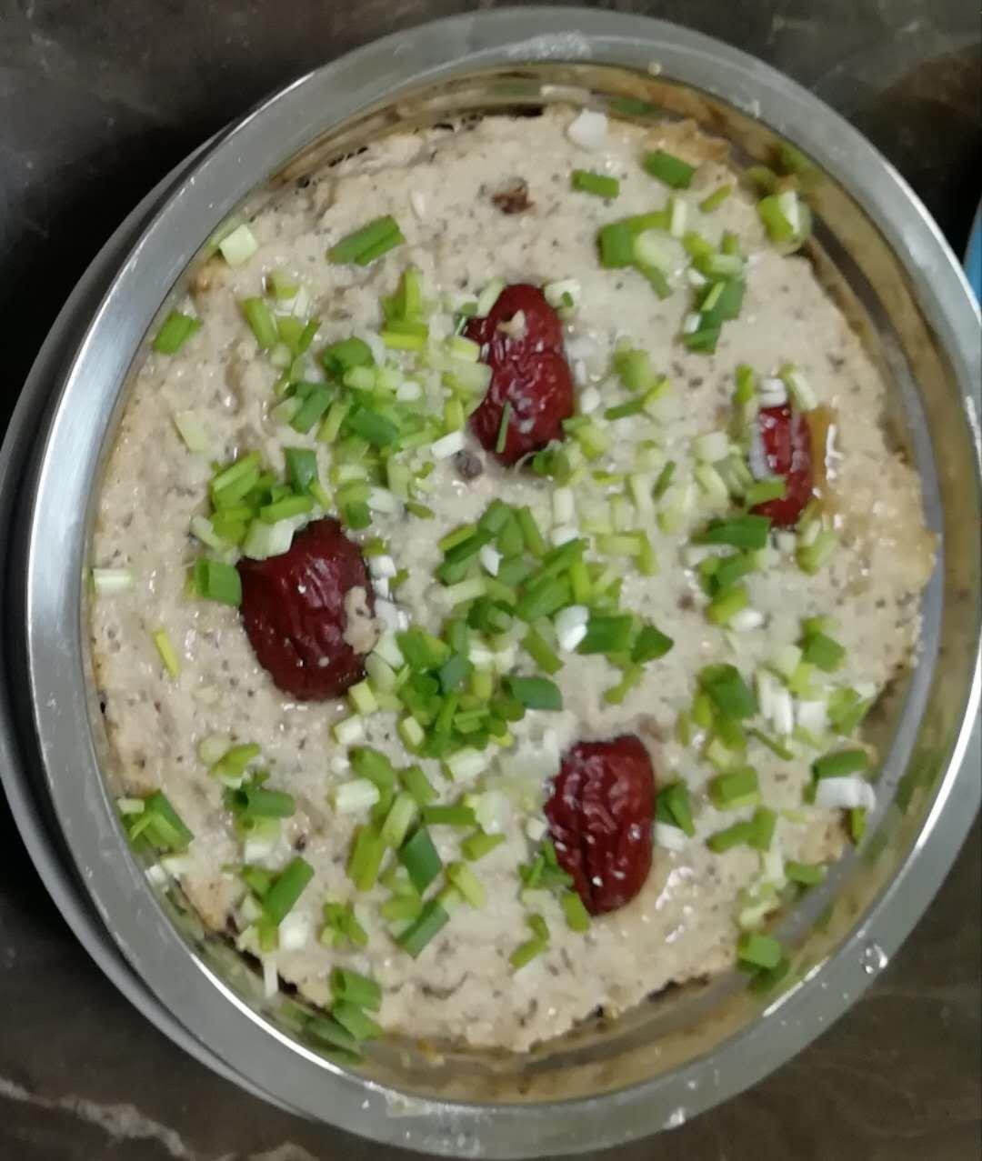 马蹄鲜菇蒸肉饼
