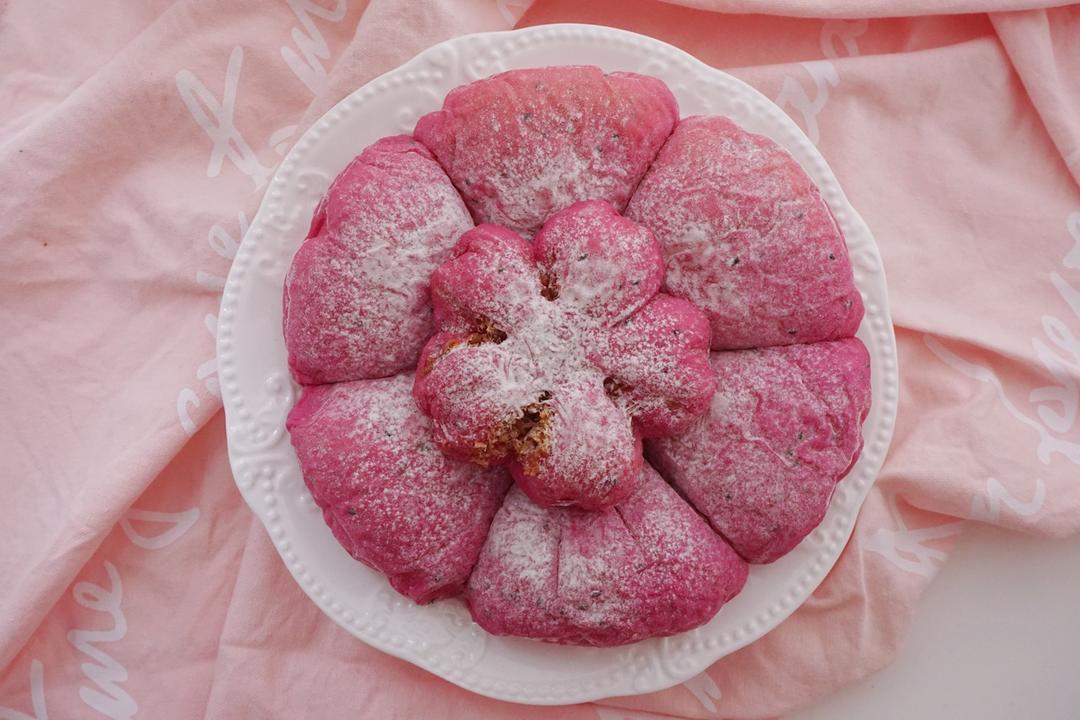 💕少女心biu biu biu 💕 肉松馅的火龙果面包