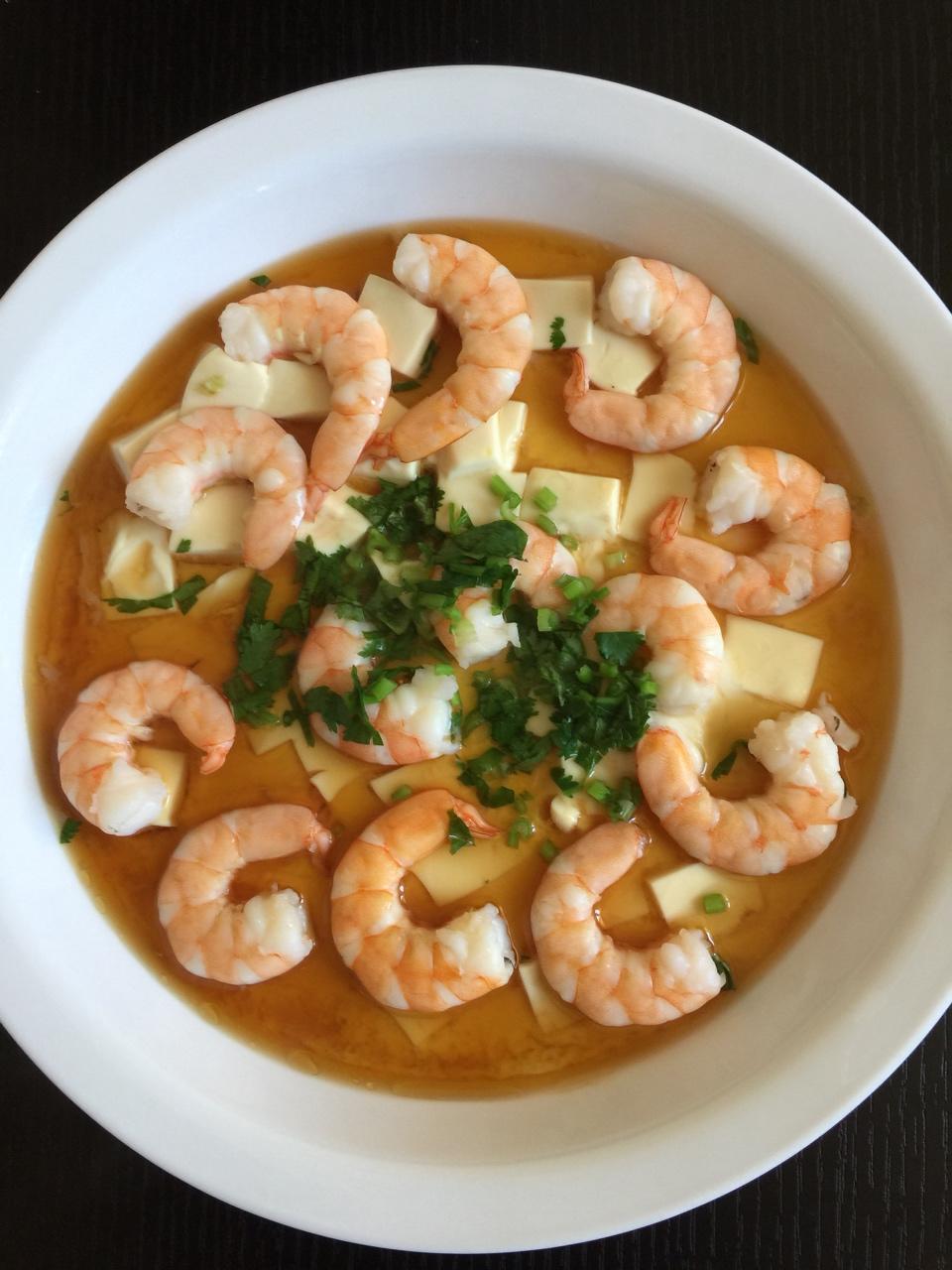虾仁豆腐蒸水蛋