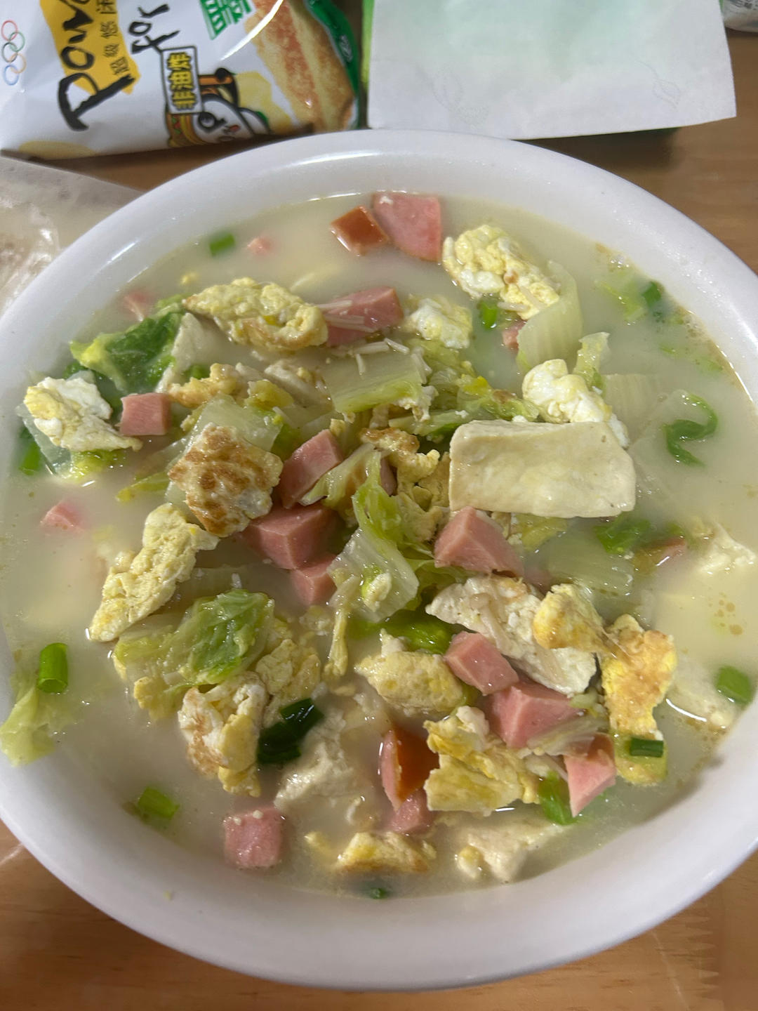 娃娃菜豆腐三鲜汤