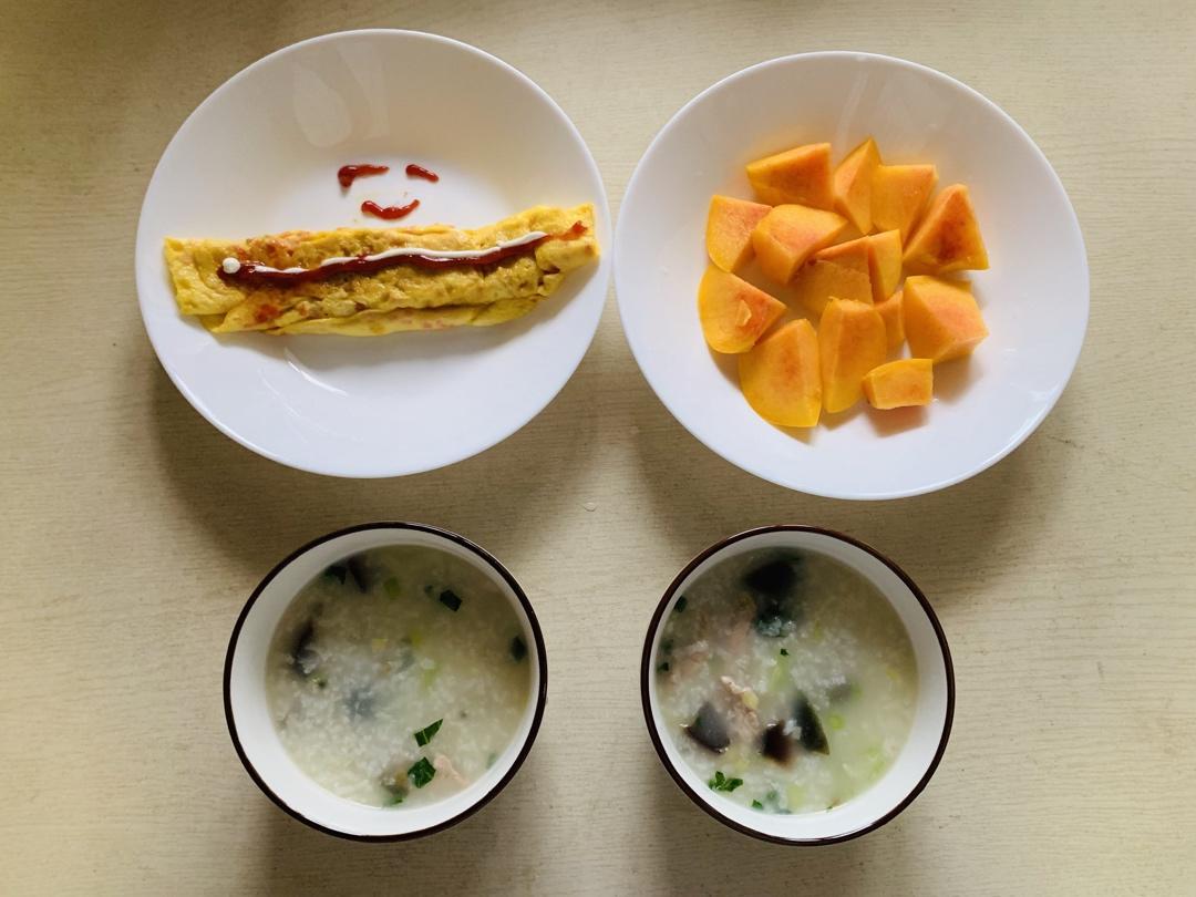 妈妈👩教我做的皮蛋瘦肉粥🥣简单快捷美味😋