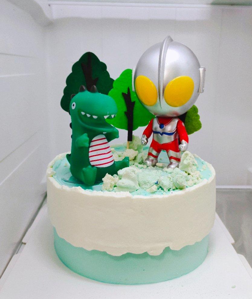 超级无敌美貌简单的刺绣风 奥特曼生日蛋糕