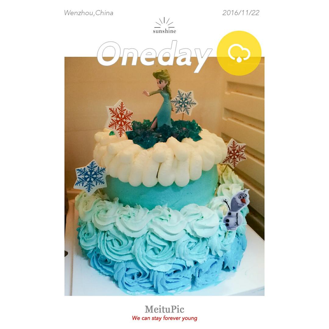 冰雪奇缘主题双层蛋糕--Frozen艾莎