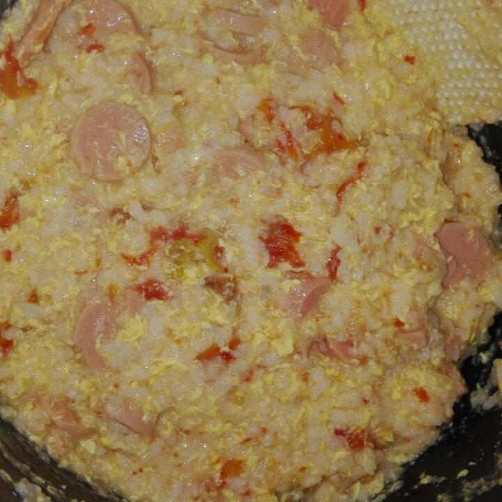 寝室简易电饭锅整个番茄饭（香肠版）
