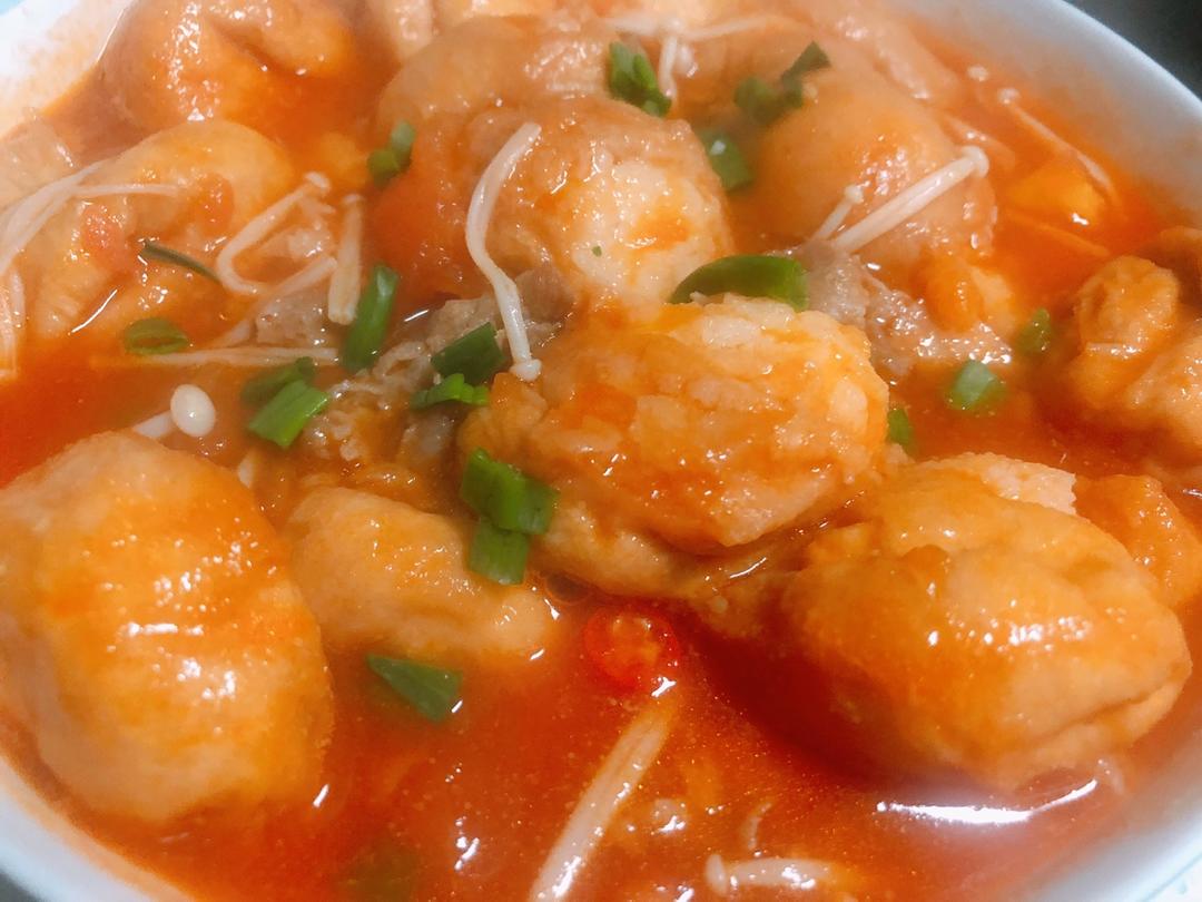 蜡笔小新的小拉迪修做的番茄虾滑酿面筋