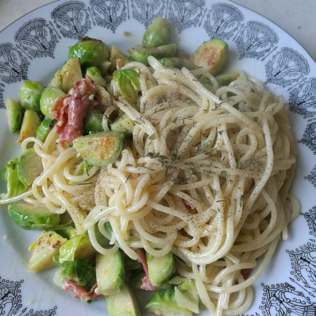 白蘑菇奶油培根意面