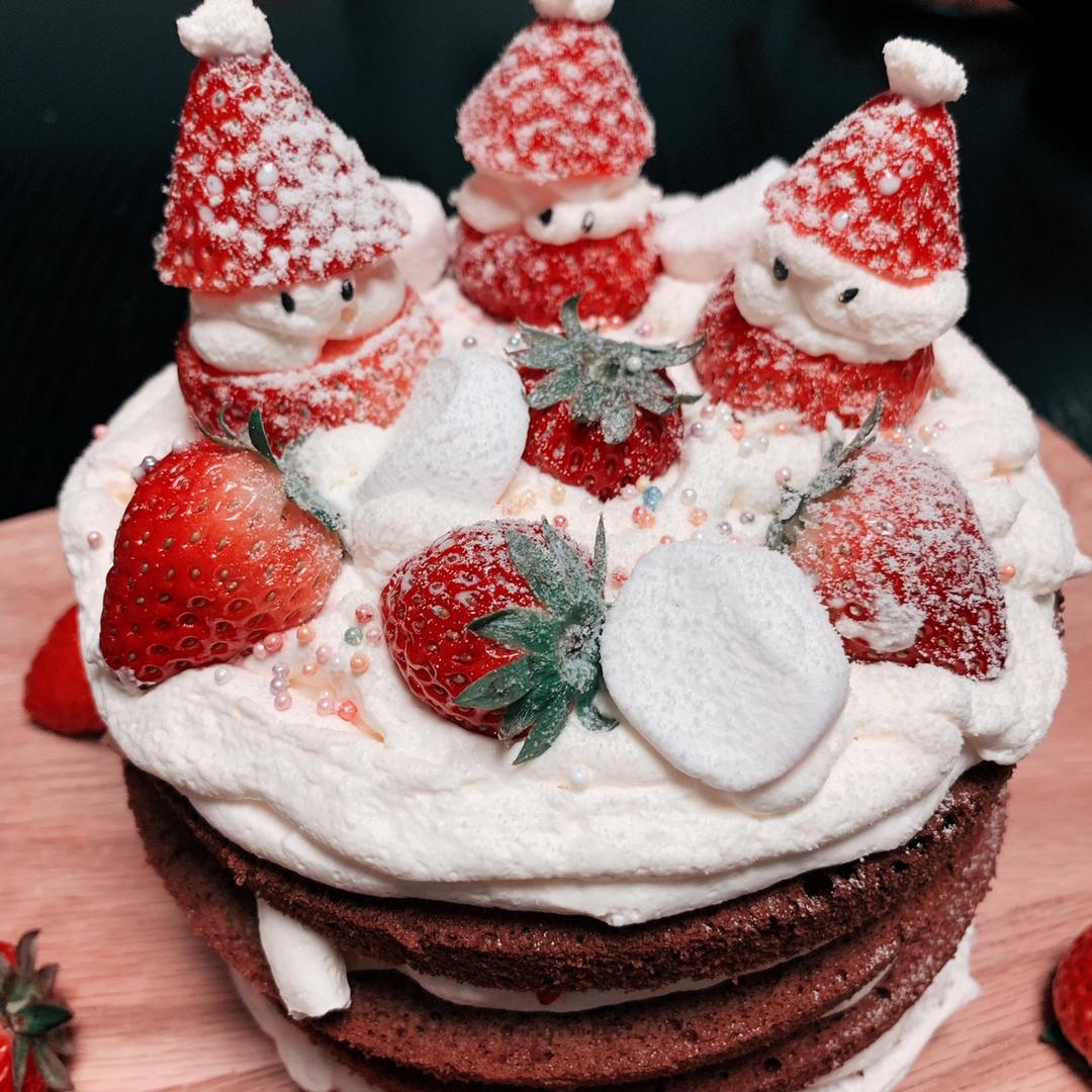 葡萄小九子做的圣诞呆萌裸蛋糕