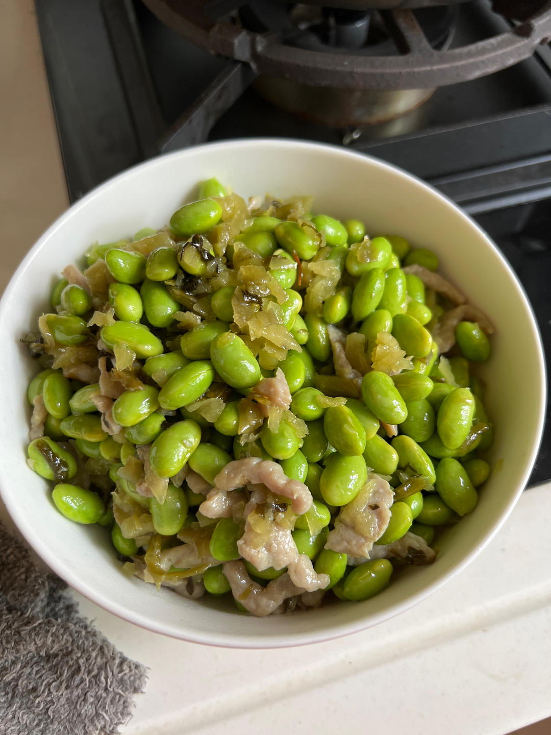 咸菜毛豆炒肉丝