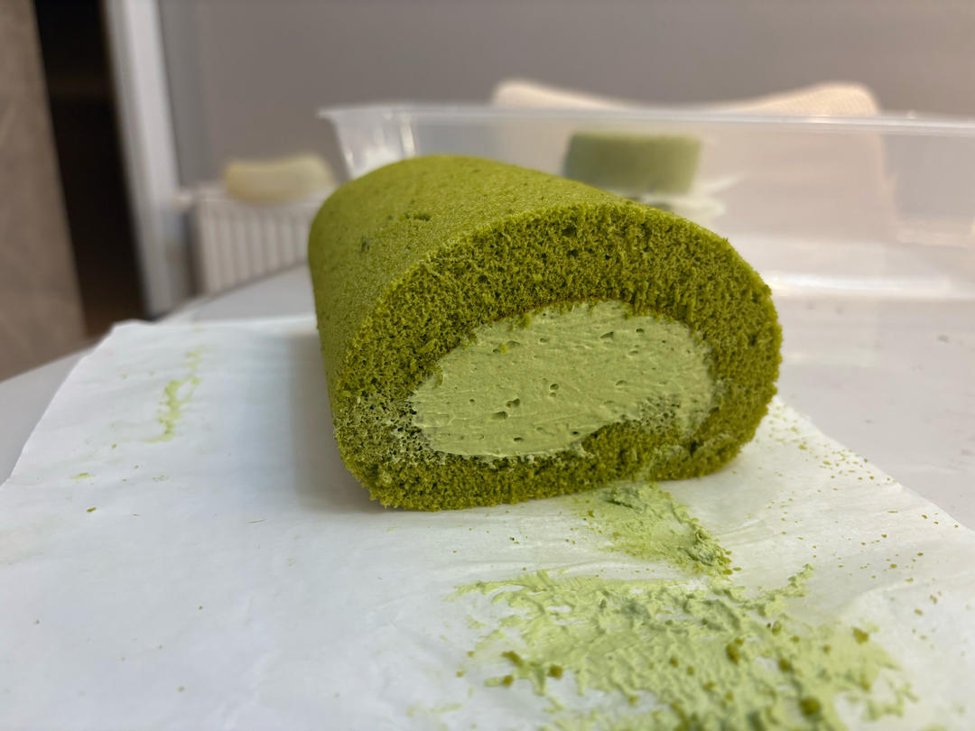 【简简厨房】抹茶瑞士卷，抹茶蛋糕卷。