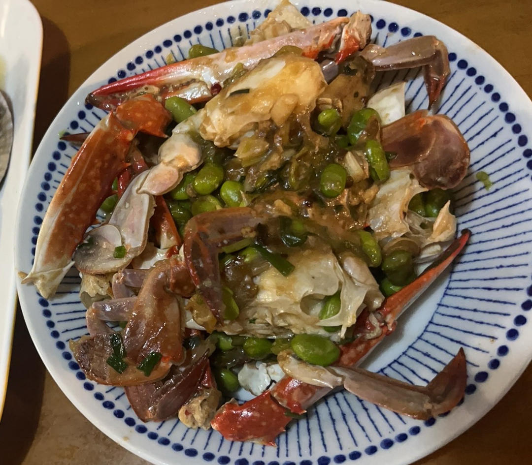 梭子蟹炒毛豆