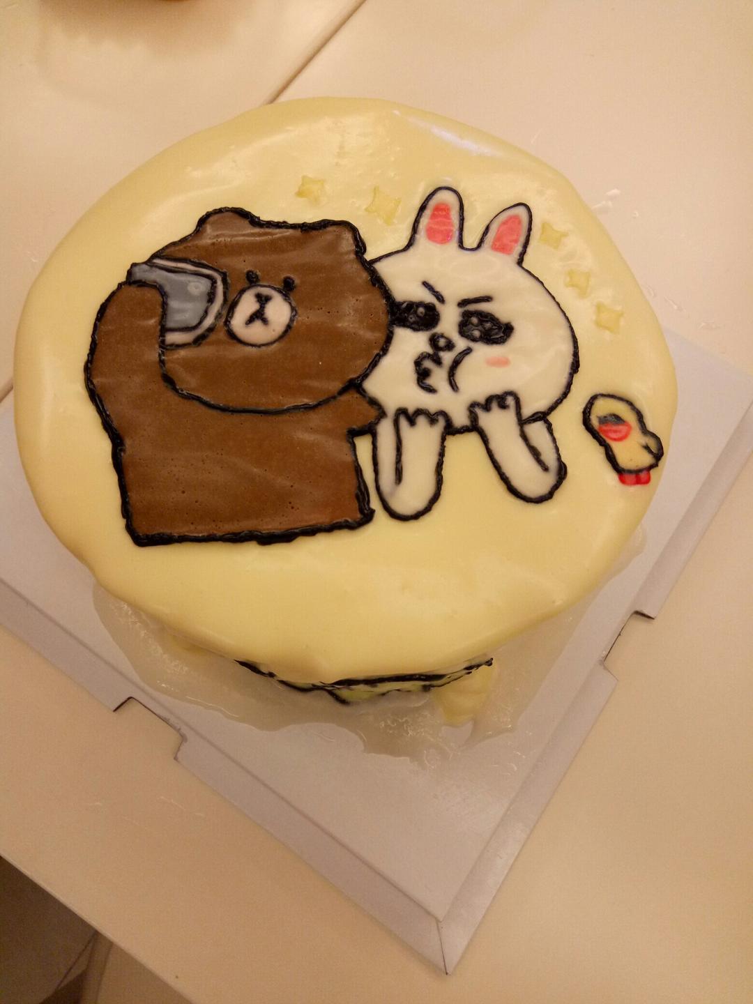 爱美食的小越儿做的独角兽qq转印蛋糕