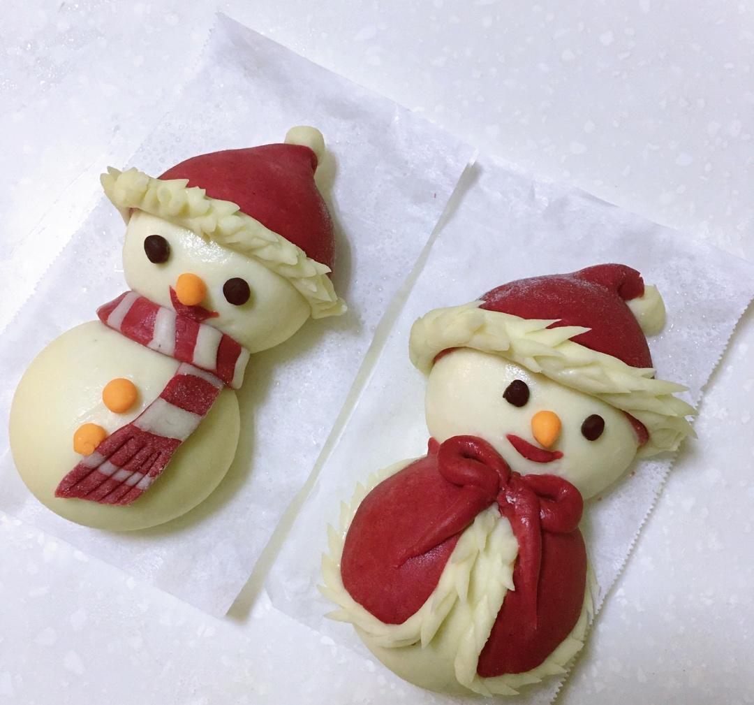 圣诞雪人卡通馒头系列（三）~带红斗篷的雪人