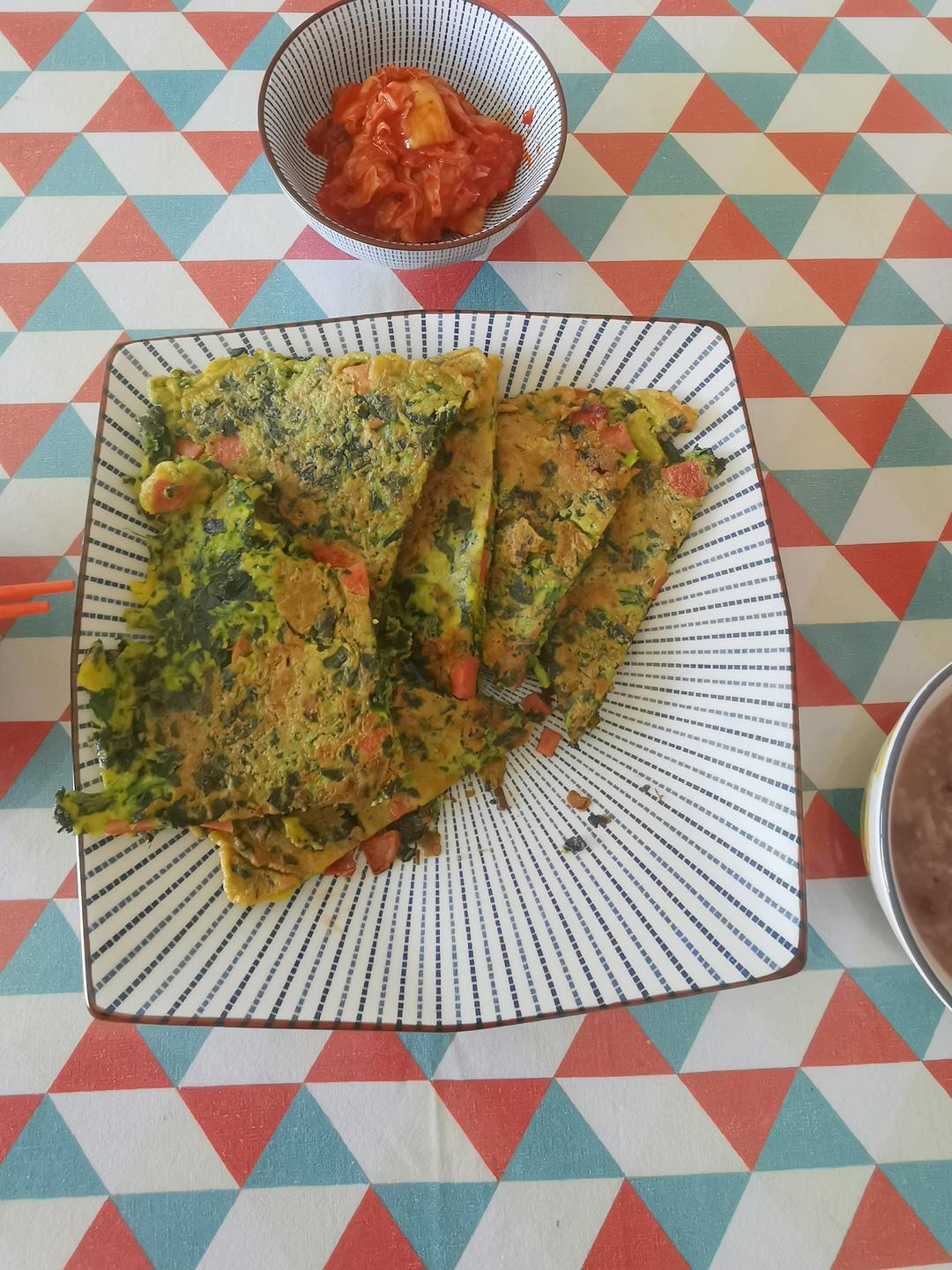 菠菜鸡蛋饼 超级简单               家常快手菜 早餐首选✌🏻