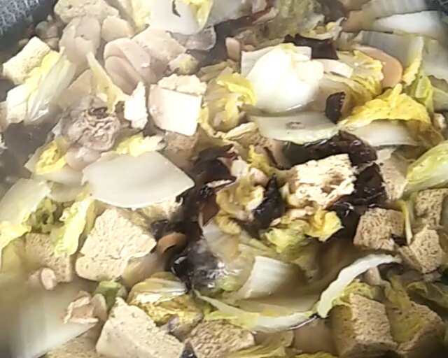 减脂好料理-白菜炖冻豆腐配松茸木耳