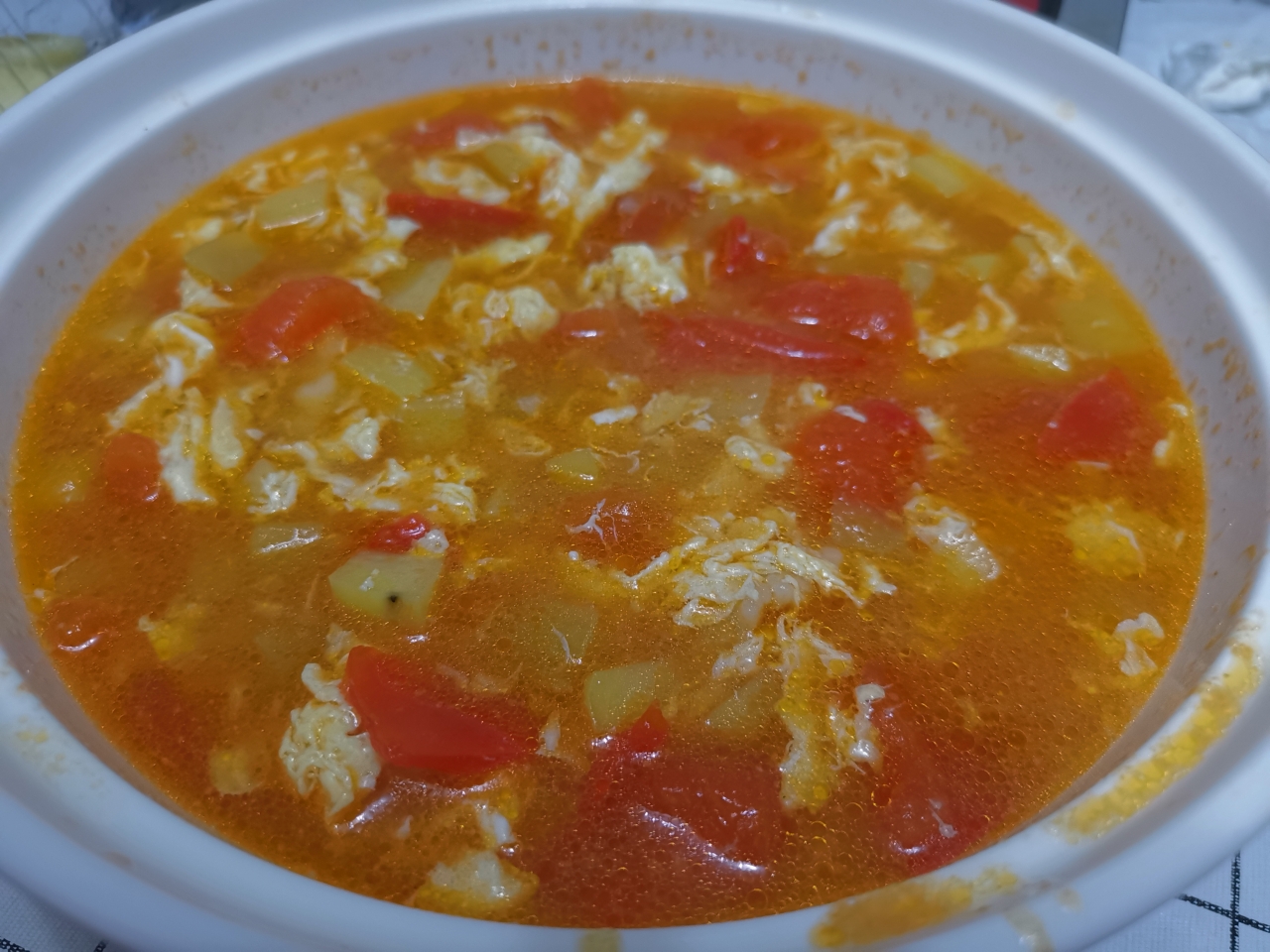 小白菜西红柿蛋花疙瘩汤