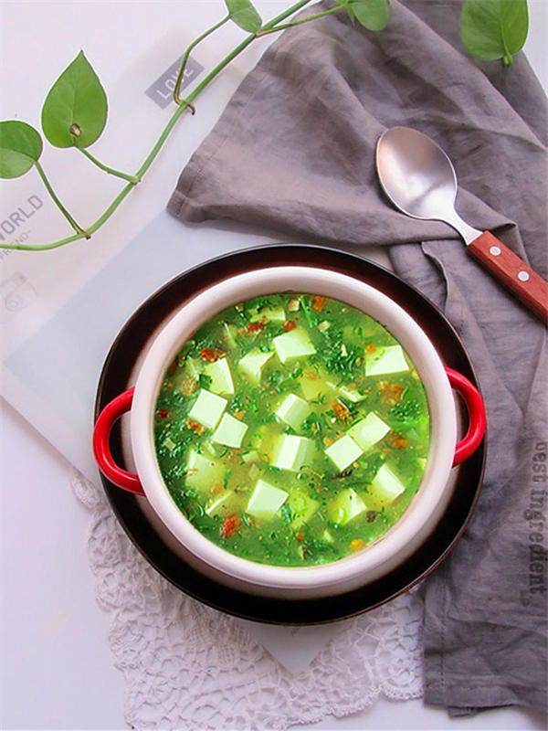 开心果子365做的荠菜肉末豆腐羹