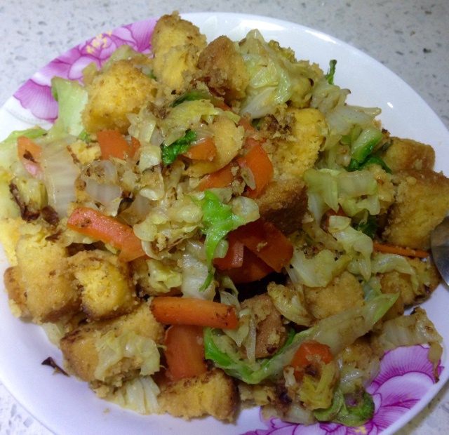 豇豆炒玉米饼