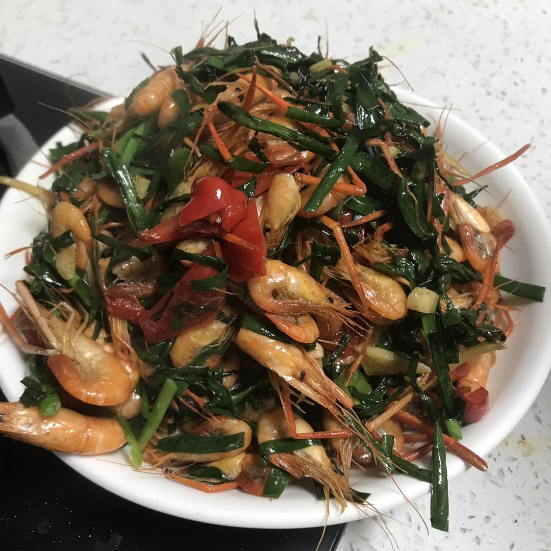 小河虾炒韭菜
