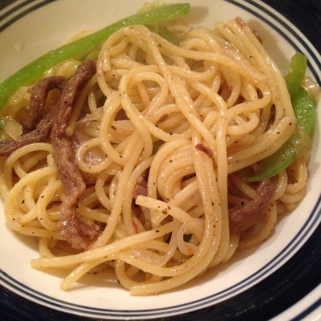 黑椒牛肉炒意大利面