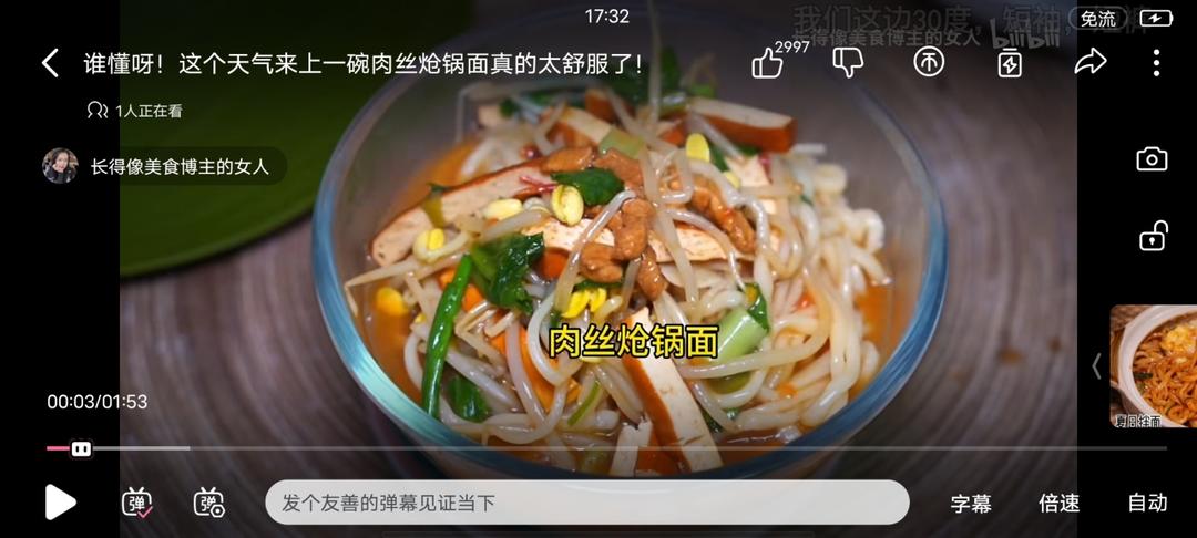 酸辣肉丝面（b站博主长得像美食博主的女人菜谱）