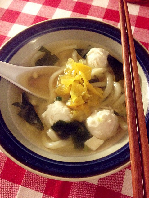 虾仁味噌乌冬面