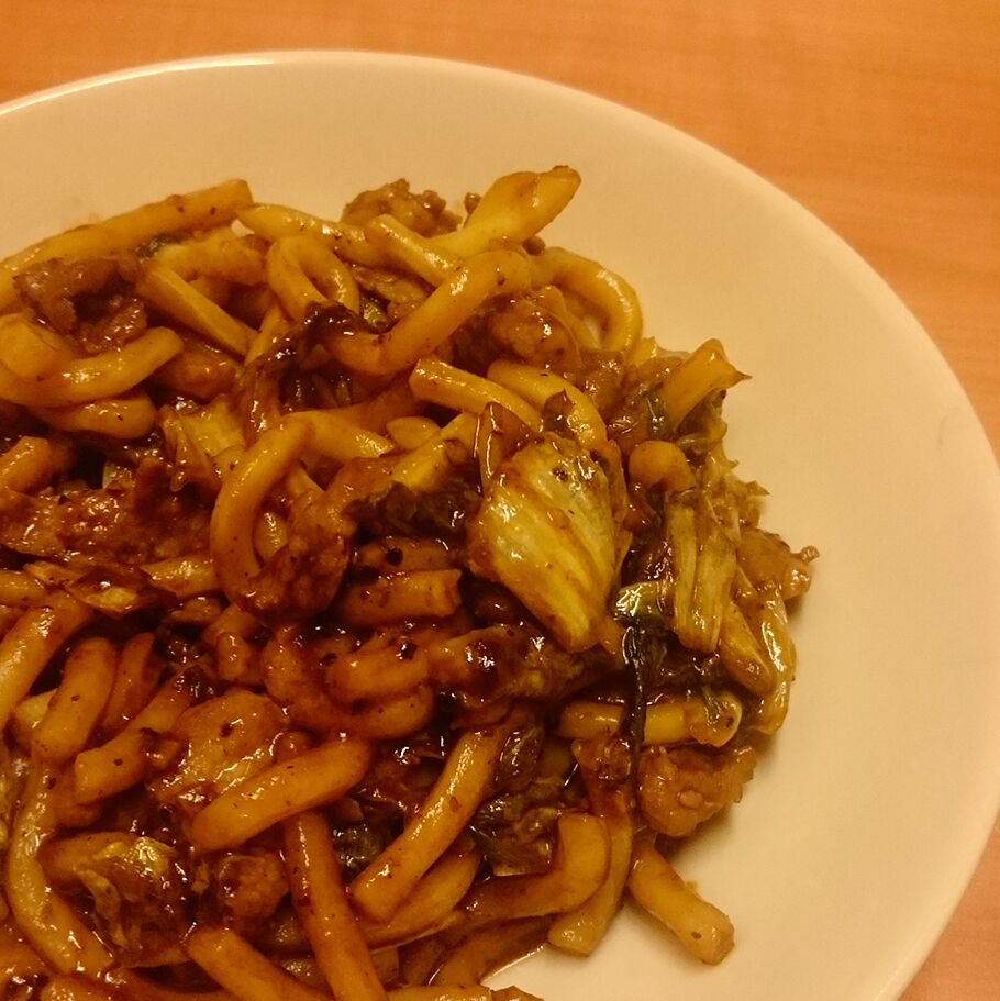 黑椒猪肉炒乌冬面