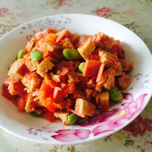 番茄炒冻豆腐