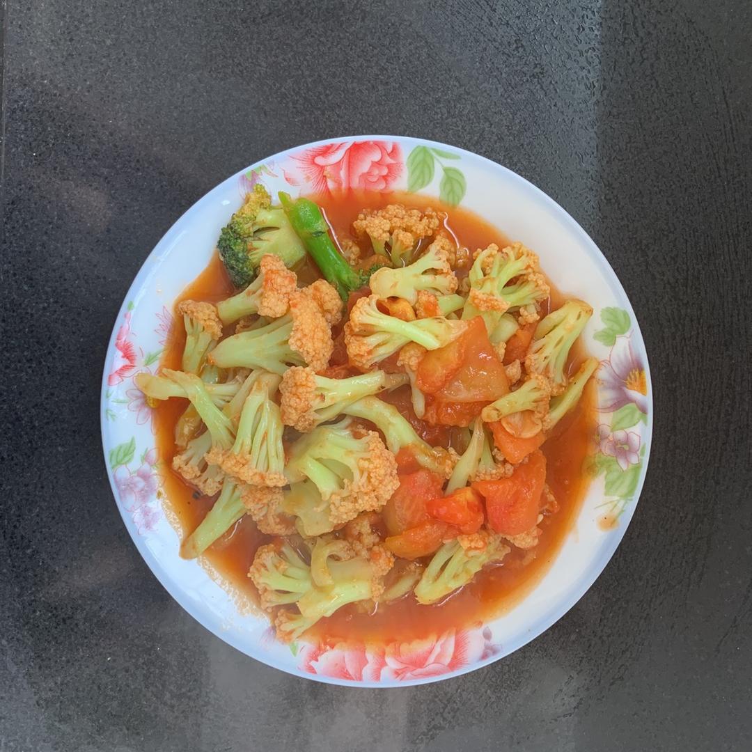 有机花菜炒西红柿