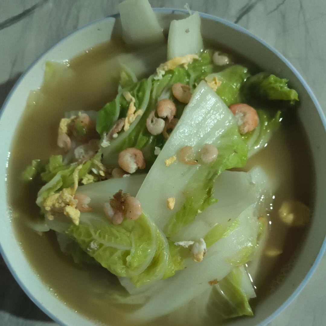 娃娃菜煎荷包蛋汤