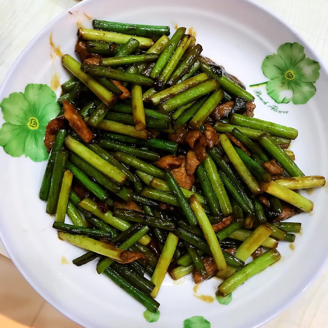肉丝炒蒜苗