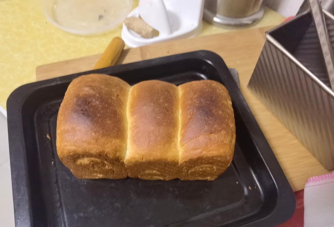 做一次就成功的牛奶吐司面包（手和面揉出手套膜）最后附全麦吐司