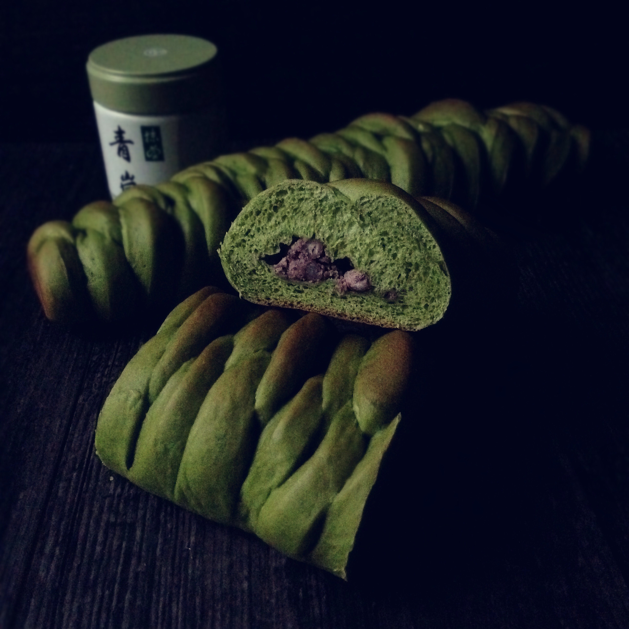 抹茶红豆面包