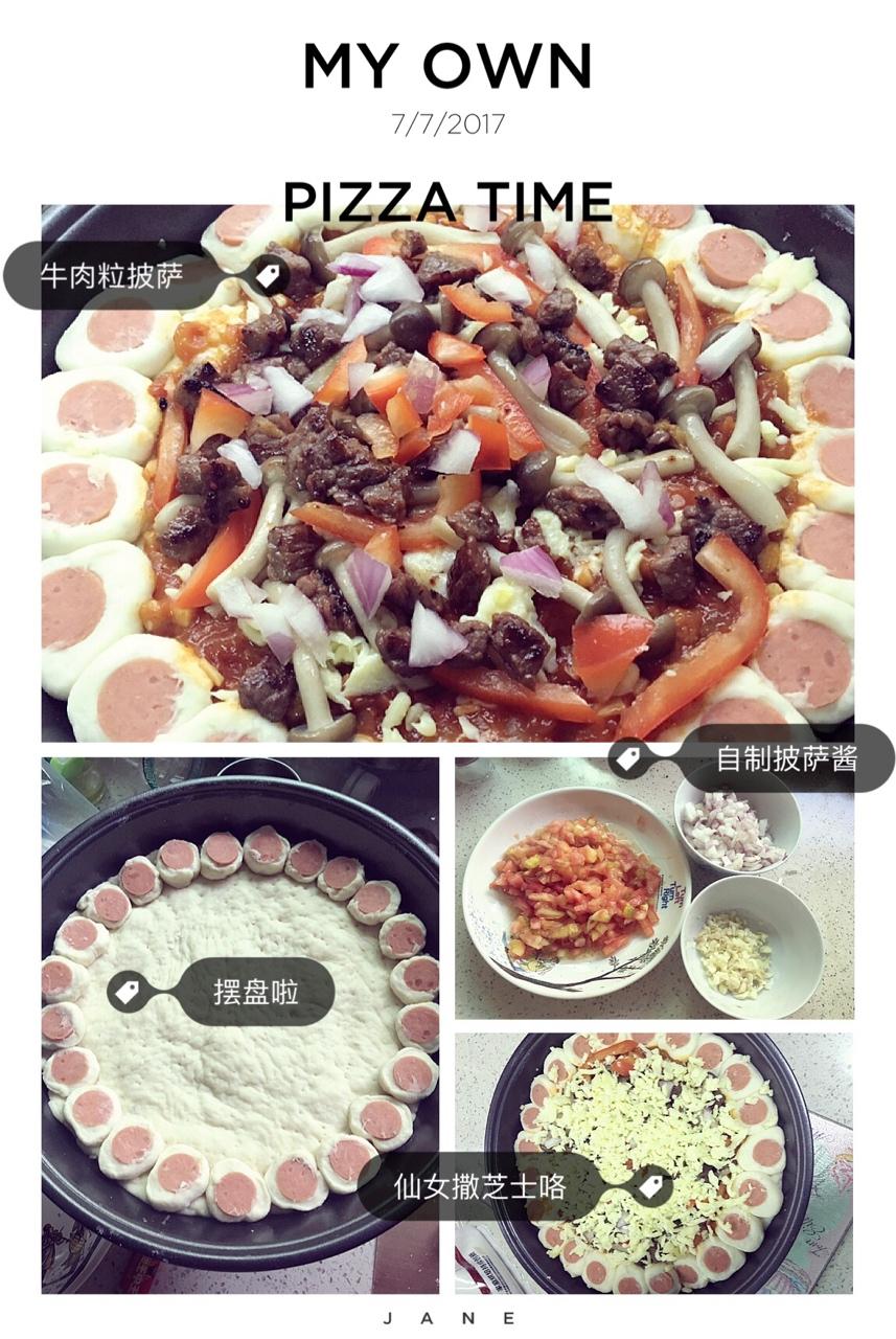 萨米肠蘑菇花边披萨