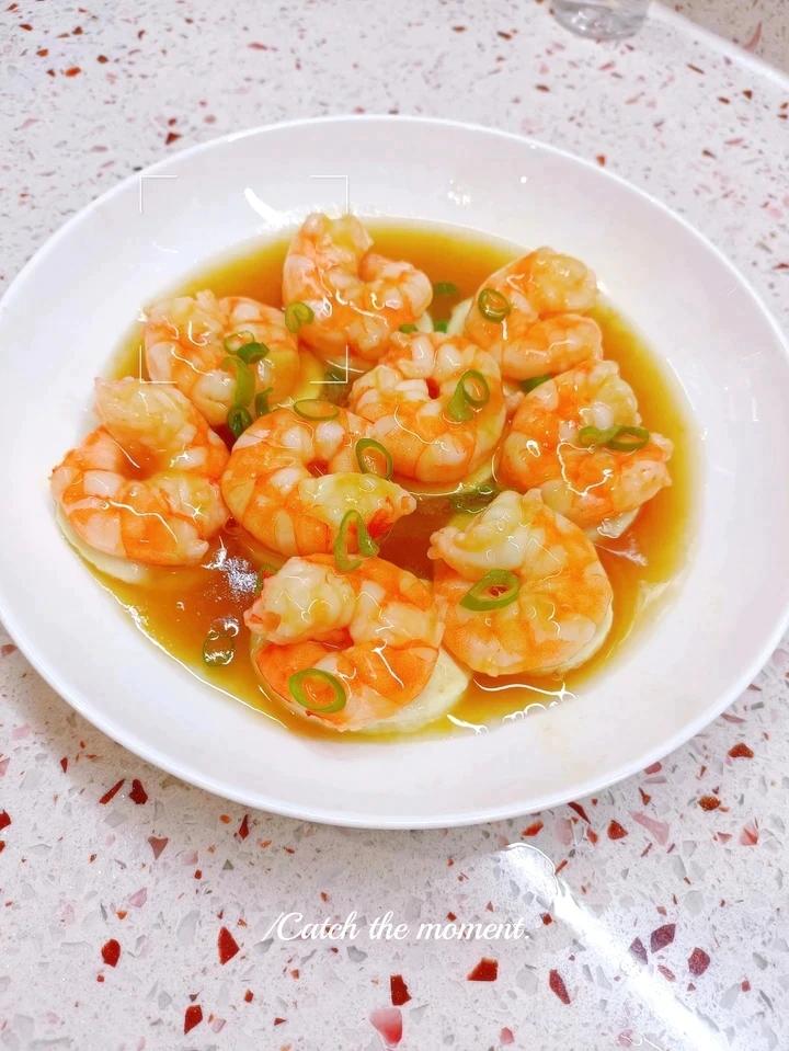 低脂低卡❗️鲜美嫩滑的鸡蛋豆腐蒸虾仁，好吃又好看～