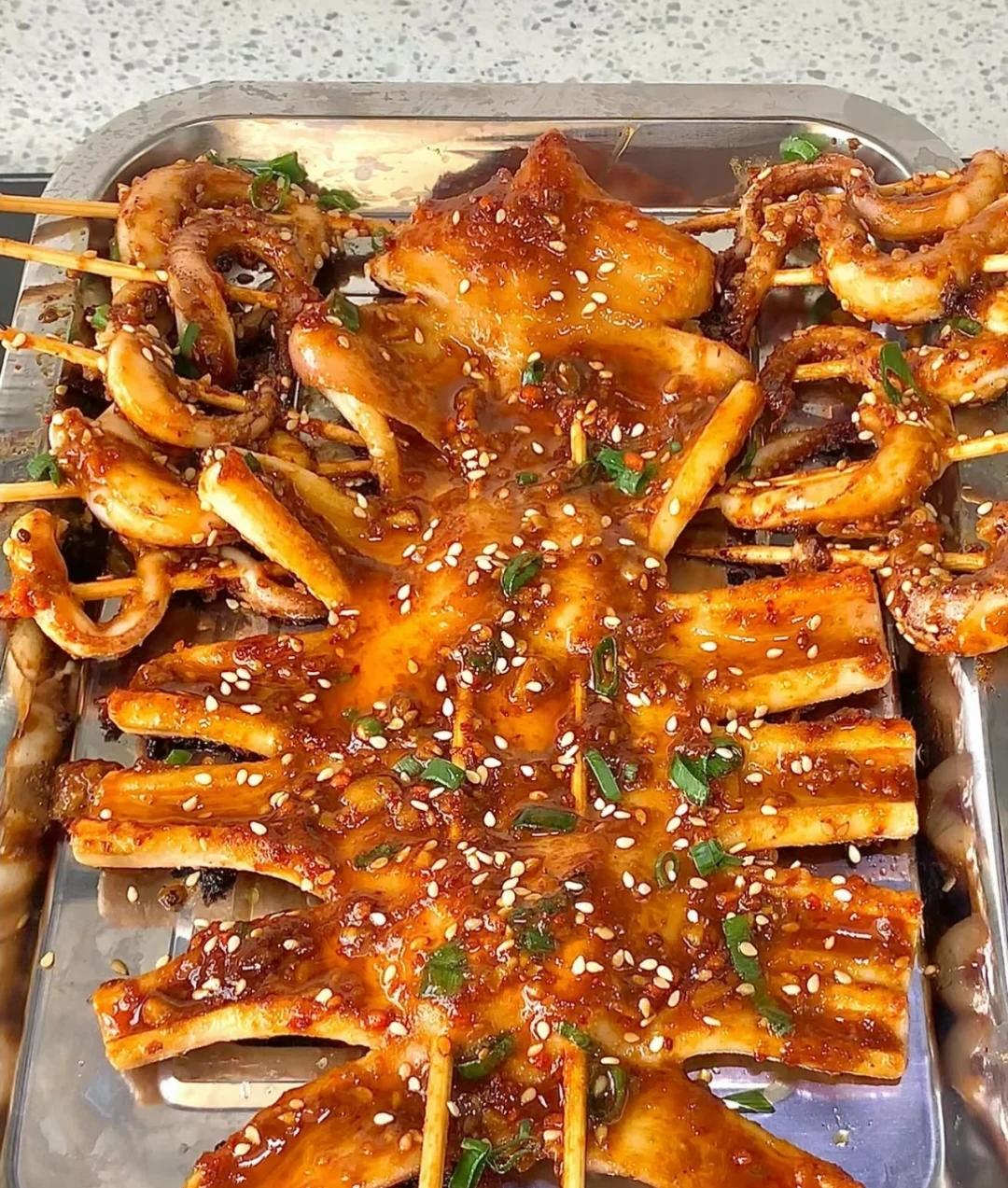铁板鱿鱼烤面筋（自用）